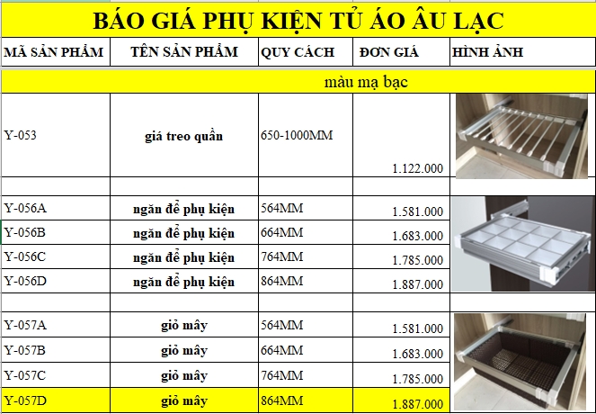 Báo giá giá treo quần âu, ngăn để phụ kiện, giỏ mây kéo màu bạc