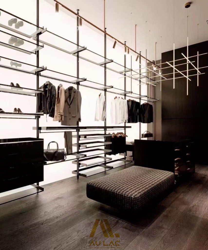 kệ decor kết hợp đợt nhôm kính